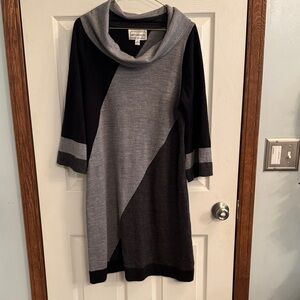 karin stevens Gray and Black Colorblock Cowl Neck Dress